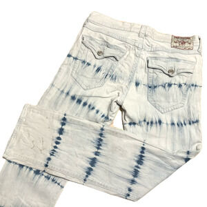 True Religion Mens Jeans 34x34 Ricky Flap SN Relaxed Straight TieDye Grunge READ